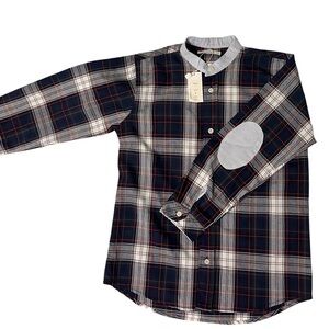 NWT Pilar Batanero Boy's Shirt Plaid Mock Neck Size 8